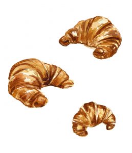 watercolor painting of croissants